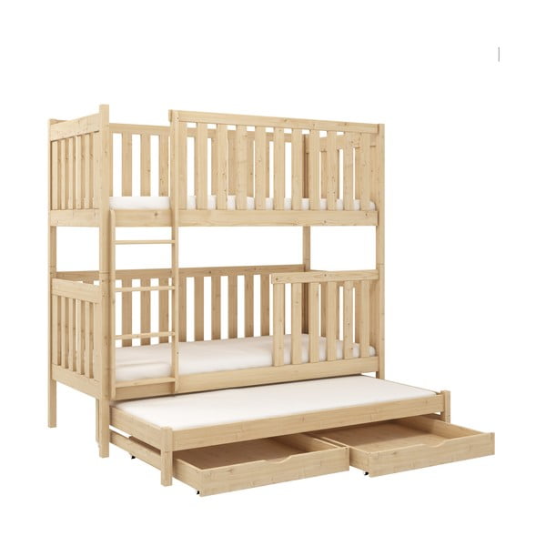 Dječji krevet od borovine na kat s prostorom za pohranu 80x160 cm Emilka - Lano Meble