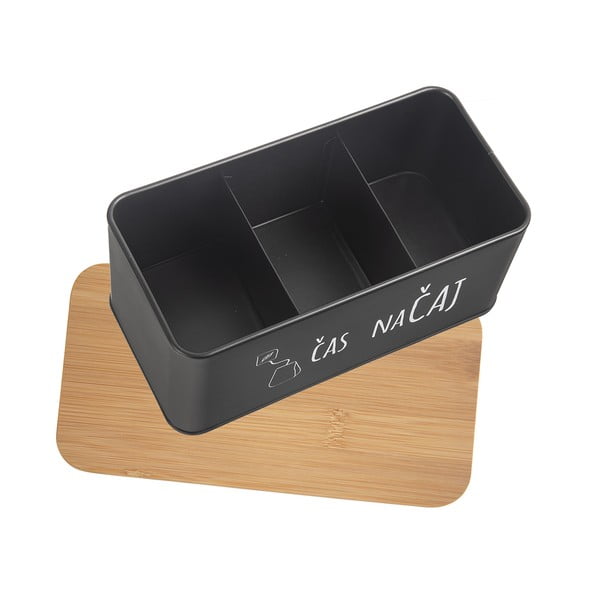 Crna/u prirodnoj boji metalna kutija za čaj – Orion-image-3