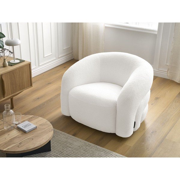 Bijela okretna fotelja od bouclé tkanine Elina – Bobochic Paris-image-1