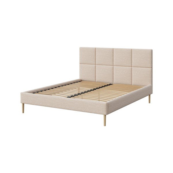 Krem tapecirani bračni krevet s podnicom 140x200 cm Alano – MESONICA-image-2