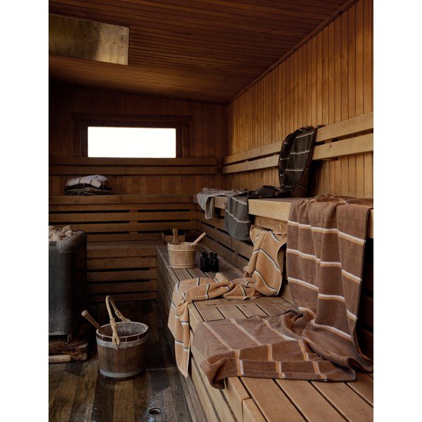 Crni/svijetlo sivi pamučan ručnik 70x140 cm Sauna – Zone-image-1
