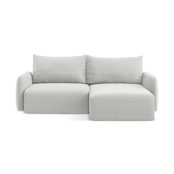 Svijetlo siva baršunasti sklopiva/s prostorom za odlaganje kutna garnitura (s desnim kutom/s ležaljkom) Kalena – Makamii