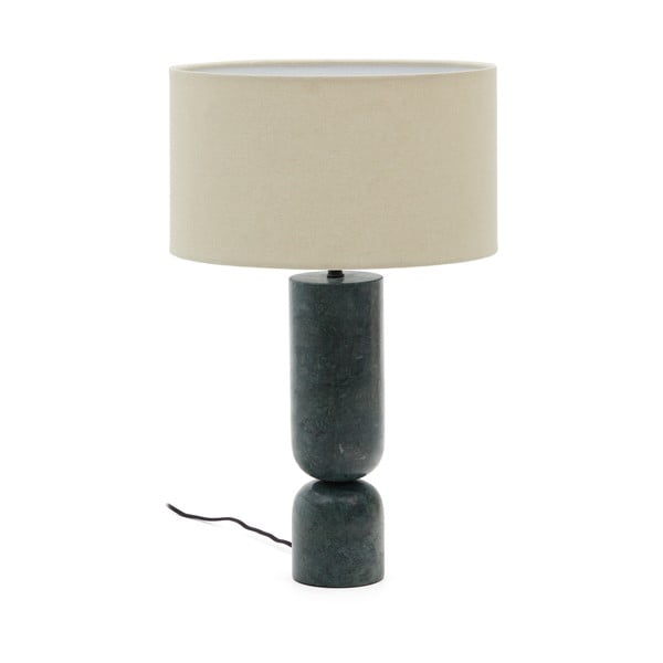 Tamno zelena/bež mramorna stolna lampa s tekstilnim sjenilom (visina 57 cm) Vex – Kave Home