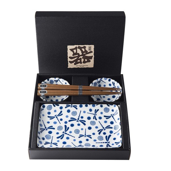 6-dijelni set plavo-bijelog keramičkog posuđa za sushi MIJ Blue Dragonfly-image-3