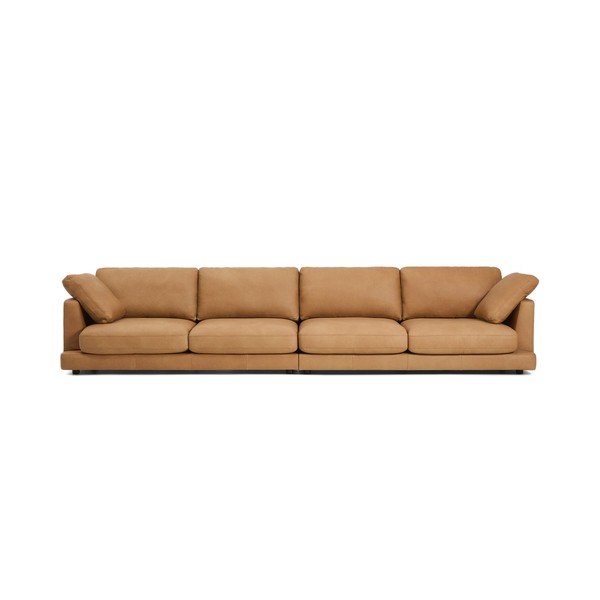 Smeđa kožna sofa 390 cm Gala – Kave Home-image-2