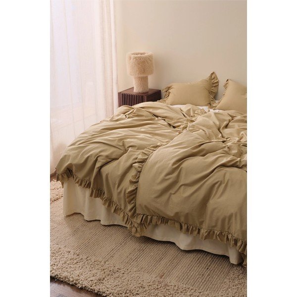 Svijetlo zelena/kaki zelena posteljina za krevet za jednu osobu od pamučnog satena 150x210 cm Gloria – Ellos Home-image-1
