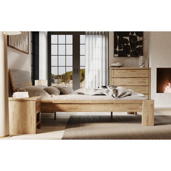 Smeđa niska komoda od punog hrasta 105x96 cm Timo – Olivia Living-image-3