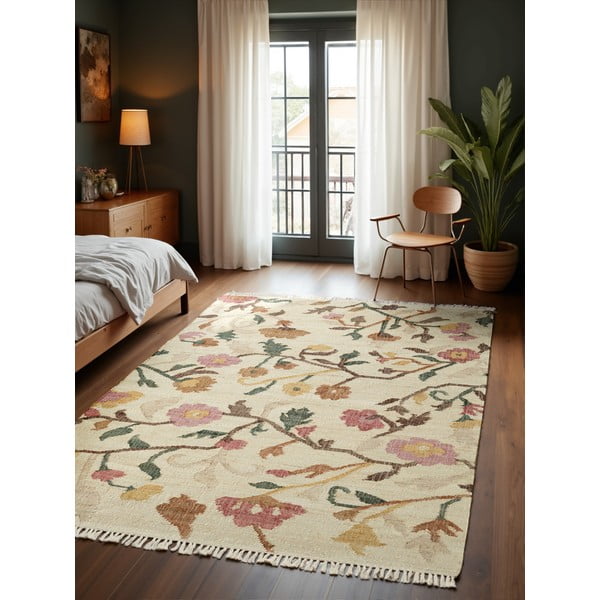 Krem ručno rađen juten tepih 80x150 cm Roya Violette – Elle Decoration-image-1