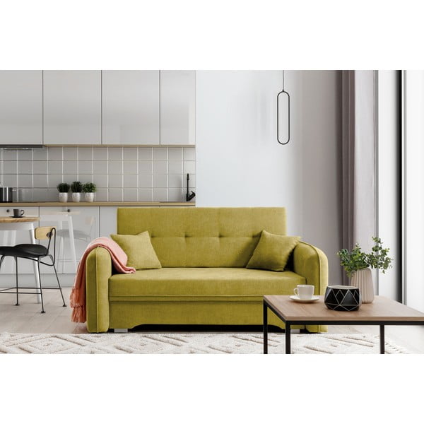 Žuta  sklopiva/s prostorom za odlaganje sofa od šenila 155 cm Laine – ELTAP-image-1