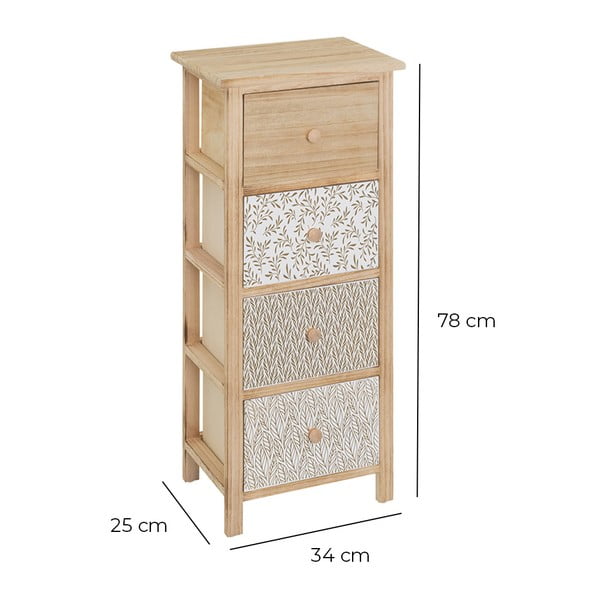 Visoka komoda od masivne paulovnije u prirodnoj boji 34x78 cm – Casa Selección-image-2