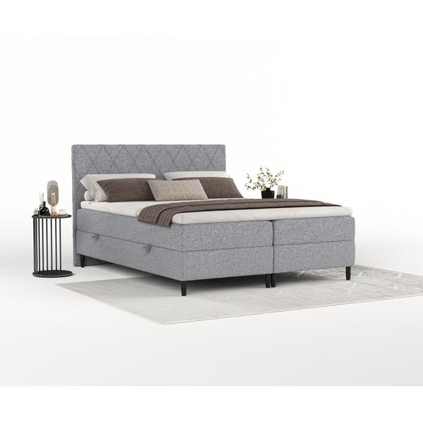 Sivi boxspring krevet s prostorom za pohranu 180x200 cm Gwen – Maison de Rêve-image-2