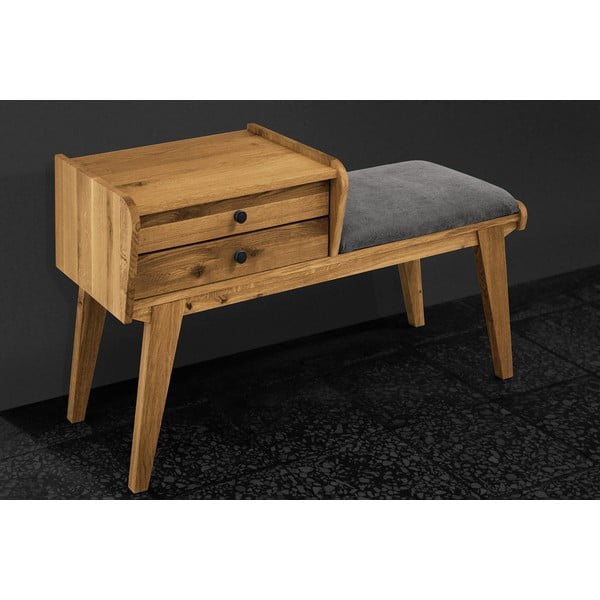 Ladica od hrastovine sa svjetlosivim sjedalom Retro - The Beds-image-3