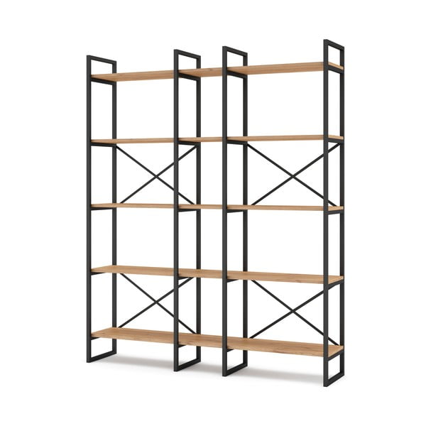 Crna/natur polica u dekoru hrasta 144x175 cm Dusan - Marckeric-image-2