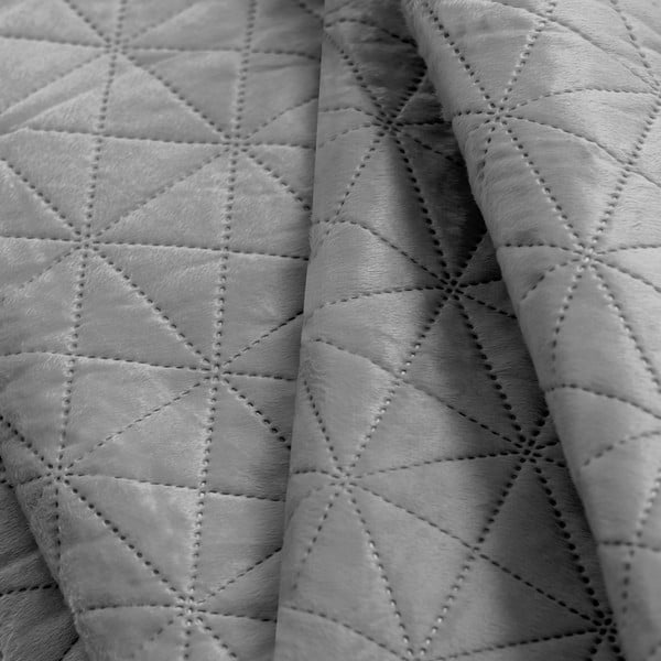 Svijetlo sivi prošiven prekrivač od samta 260x280 cm Laila – AmeliaHome-image-3