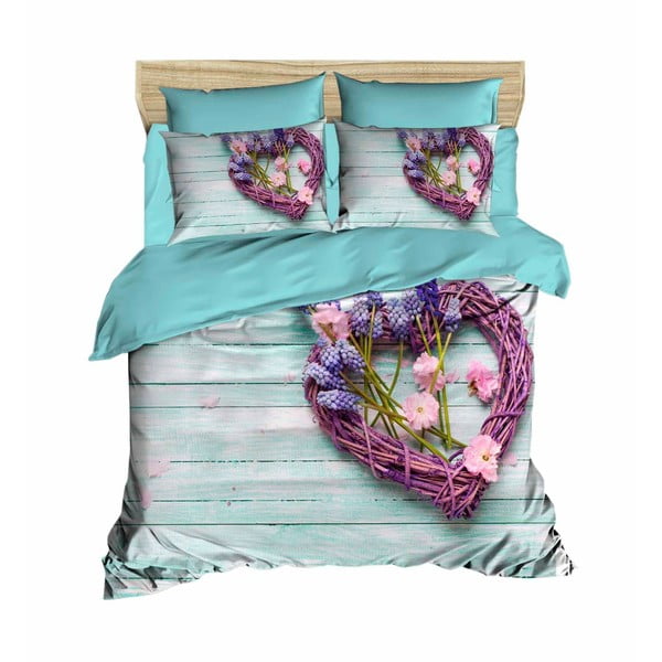Tirkizna satenska posteljina za bračni krevet/za produženi krevet 200x220 cm – Mijolnir