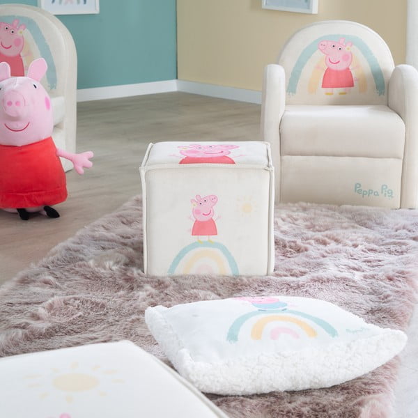Bijeli baršunast dječji tabure Peppa Pig – Roba-image-3