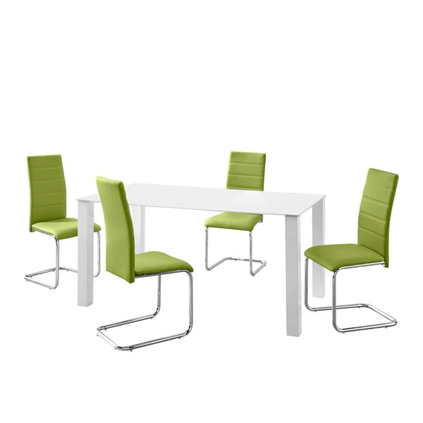 Set stola i 4 zelene stolice Støraa Naral