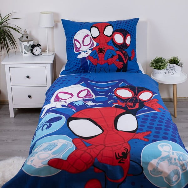 Plava pamučna dječja posteljina za krevet za jednu osobu 140x200 cm Spidey – Jerry Fabrics-image-1