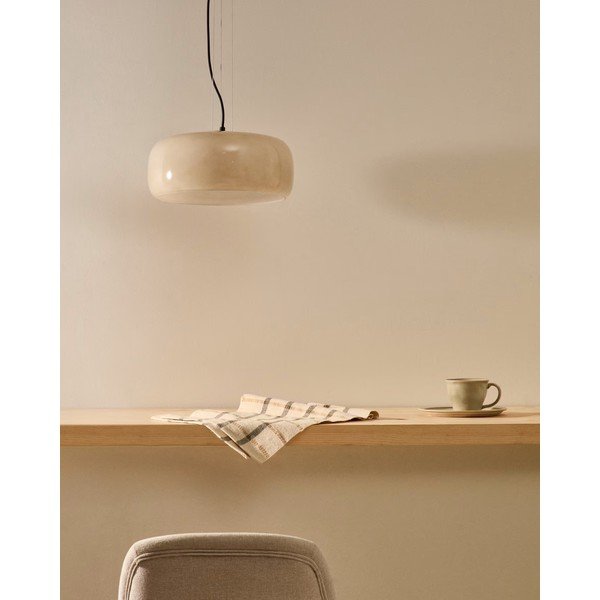 LED viseća svjetiljka sivo-bež sa staklenim sjenilom ø 38 cm Reig – Kave Home-image-3