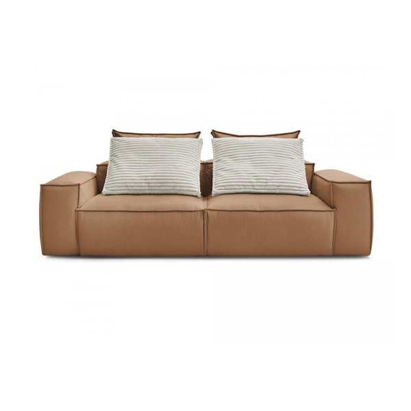 Smeđa sofa od imitacije kože 260 cm Boheme – Bobochic Paris