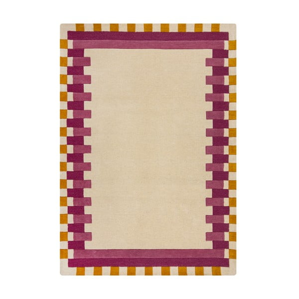 Žuti /ružičasti ručno rađen vunen tepih 120x170 cm Kai Wool Border – Flair Rugs