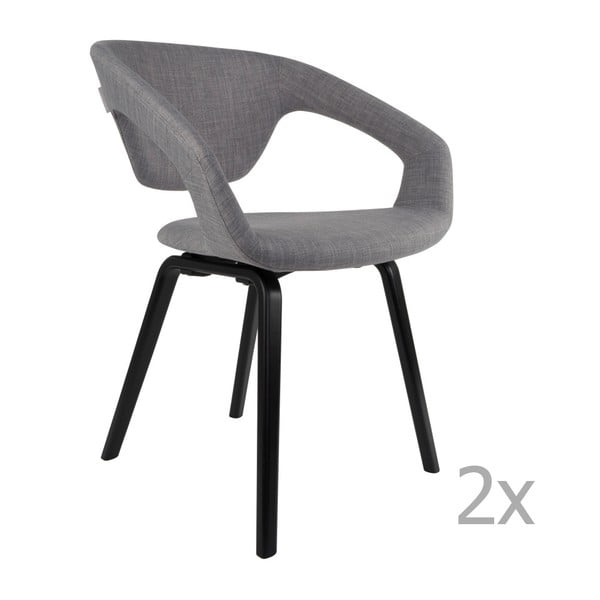 Set od 2 sive stolice s crnim nogama Zuiver Flexback