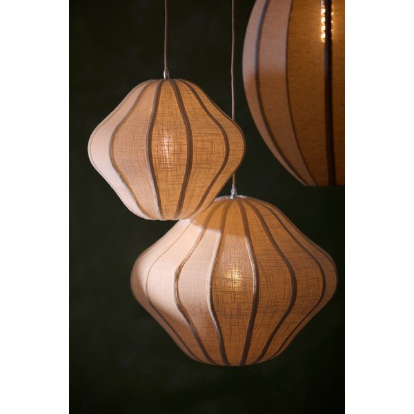 Krem viseća svjetiljka s tekstilnim sjenilom ø 10 cm Sukau – Light & Living-image-1