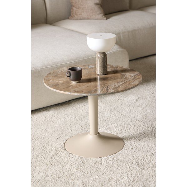 Smeđi okrugao stolić za kavu s keramičkom daskom ø 60 cm Malta – Actona-image-1