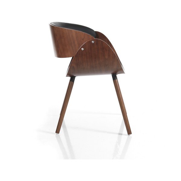 Crna/tamno smeđa podstavljena blagovaonska stolica s naslonima za ruke Visby Evo – Tomasucci-image-2