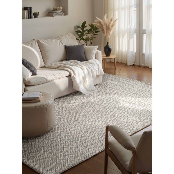 Svijetlo sivi/krem ručno rađen vunen tepih 140x200 cm Lyon Beans – Elle Decoration-image-1