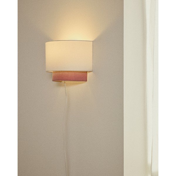 Bijela/svijetlo ružičasta dječja svjetiljka s tekstilnim sjenilom Bianella – Kave Home-image-1