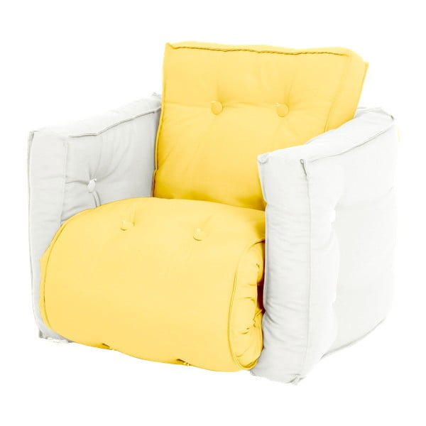 Žuta dječja sklopiva stolica s prirodnom karup Mini Dice konstrukcijom