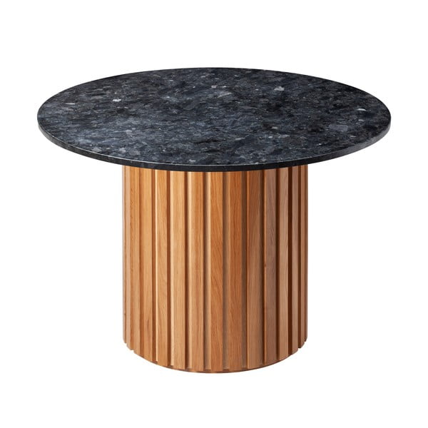 Blagovaonski stol od crnog granita s hrastovom bazom RGE Moon, ⌀ 105 cm
