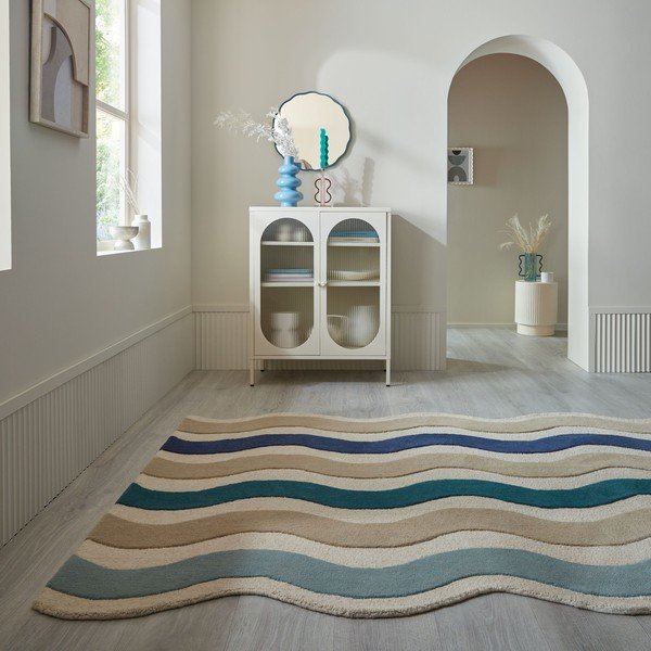 Plavi ručno rađen vunen tepih 140x200 cm Cascade Wool – Flair Rugs-image-2