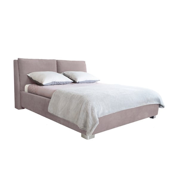 Svijetlo ružičasti bračni krevet Mazzini Beds Vicky, 140 x 200 cm