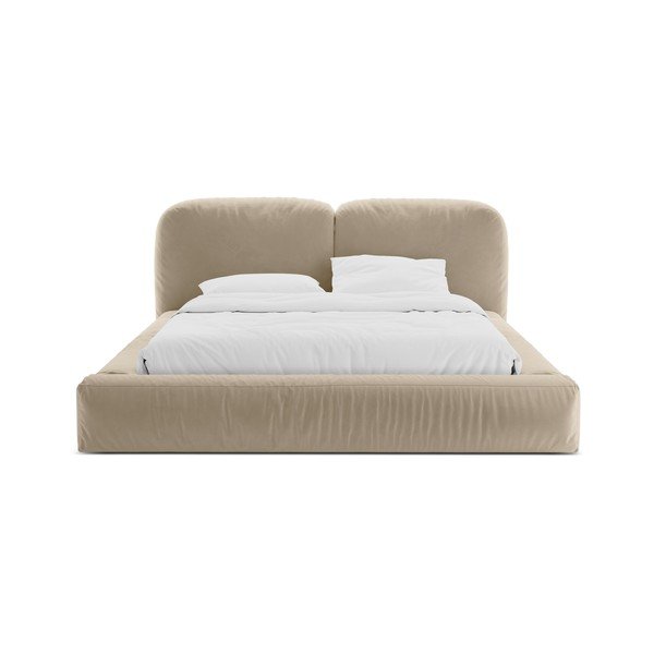 Bež tapecirani bračni krevet s prostorom za odlaganje s podnicom 160x200 cm Martina – Micadoni -image-4