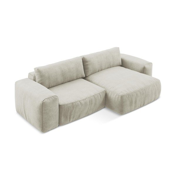 Bež sklopiva kutna garnitura od šenila (s desnim kutom/s ležaljkom) Kuki – Makamii-image-3