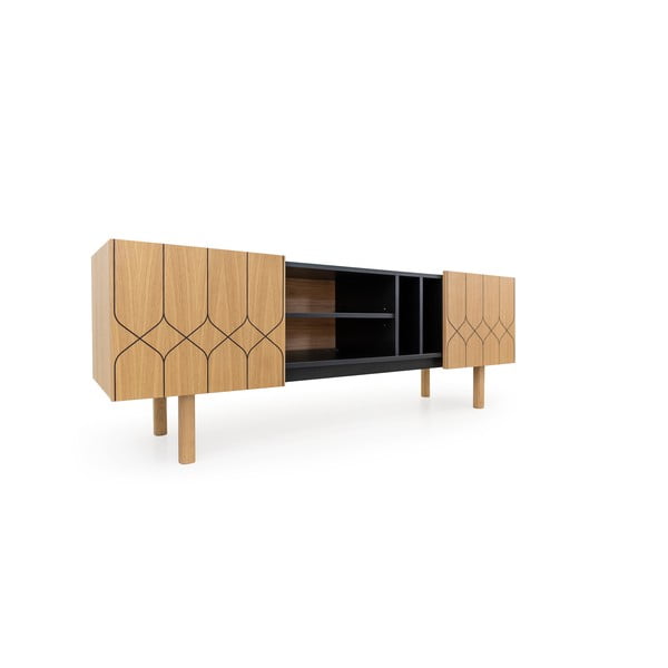 TV stol u dekoru hrasta u crno-prirodnoj boji 175x60 cm Porto - Woodman-image-3