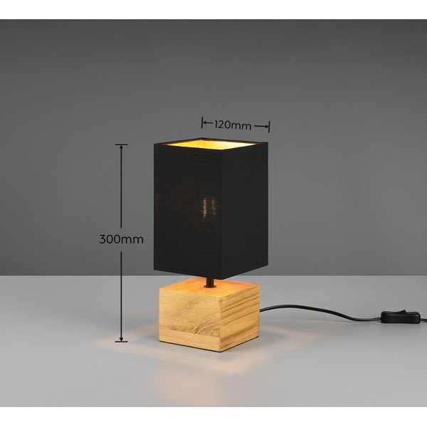 Crna/u prirodnoj boji stolna lampa s tekstilnim sjenilom (visina 30 cm) Woody – Reality-image-3