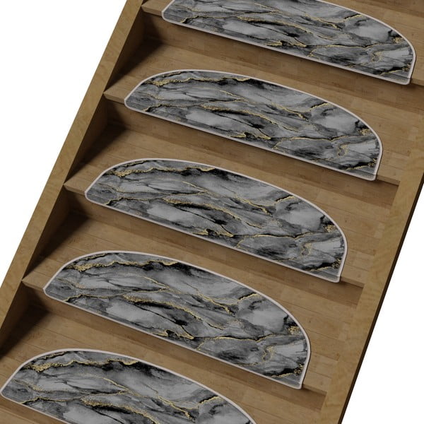 Sivi set tepiha za stepenice 16 kom 20x65 cm Golden Marble – Vitaus-image-1