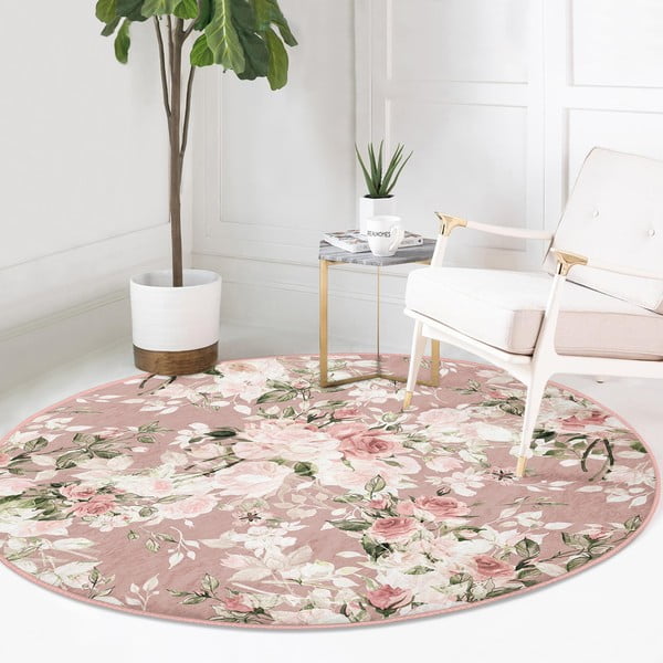 Svijetlo ružičasti periv/pogodan za robotski usisavač okrugli tepih ø 80 cm Comfort – Mila Home-image-2