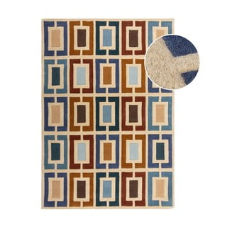Plavi/narančasti ručno rađen vunen tepih 80x150 cm Retro Blocks – Flair Rugs