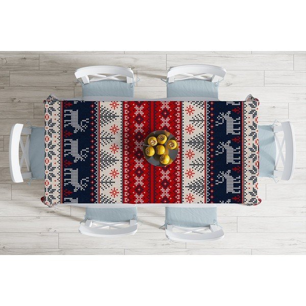 Božićni stolnjak s dodatkom pamuka Minimalističke navlake za jastuke Blue Nordic, 140 x 180 cm-image-1