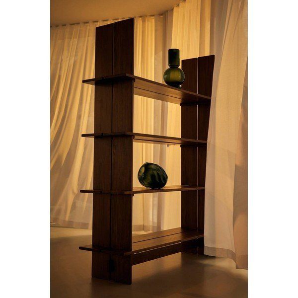 Regal od masivnog bora u tamnoj prirodnoj boji 140x180x40 cm Tottori – Jotex-image-3