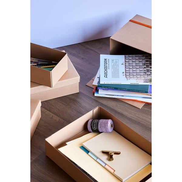 Kartonske kutije za pohranu u setu  3 kom s poklopcem u prirodnoj boji 44x31x10 cm Storeit – Hübsch-image-3