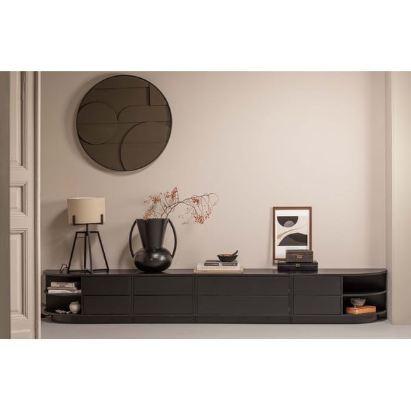 Crna modularna TV komoda od masivnog bora 78x40 cm Finca – WOOOD-image-1