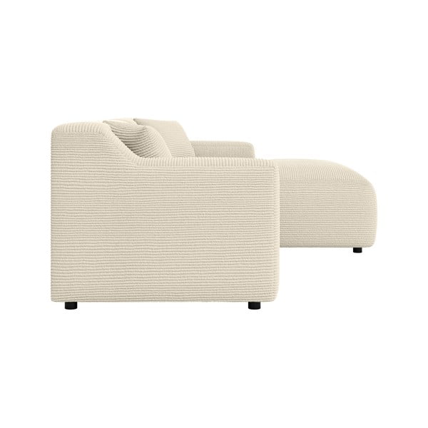 Bež/krem kutna garnitura od samta (s desnim kutom/s ležaljkom) Martin – Ropez-image-3