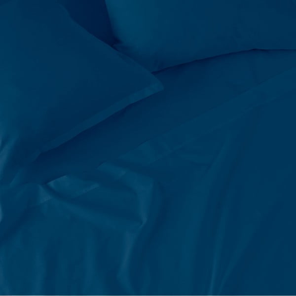 Tamnoplava elastična plahta od pamuka Happy Friday Basic, 90 x 200 cm-image-2