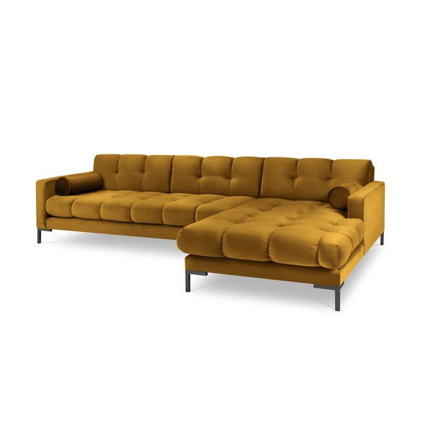 Kutna garnitura od žutog baršuna Cosmopolitan Design Bali, desni kut-image-2