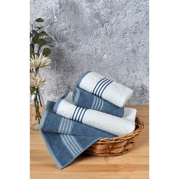 Bijeli/plavi pamučni set ručnika 4 kom – Mila Home